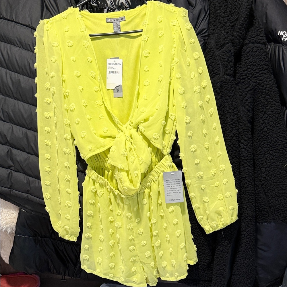 Love By Design Neon Yellow Textured Romper
